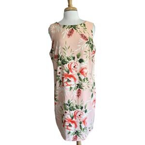 ALYX Dress Sz 16 Sheath Romantic Pink Floral Sleeveless Zippered Summer Comfort